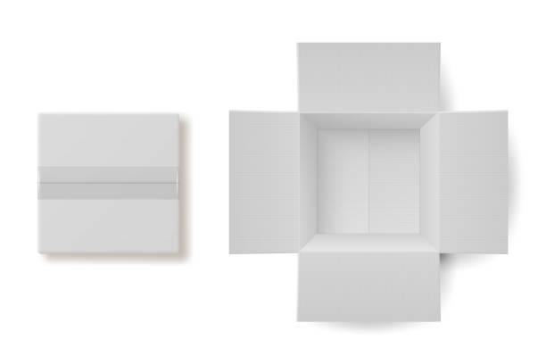 istock Vector 3d Closed and Opened Cardboard White Craft Paper Box, Gift Box Set Isolated. Birthday, New Year, Christmas, Valentine Day, Sale, Surpirse, Purchase Concept. Design Template of Packing. Top View 1400852676