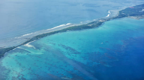 istock aerial view, flying over Maldives 1400853100