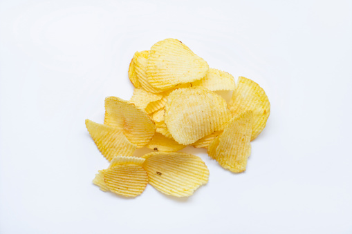 Potato Crisps on white background