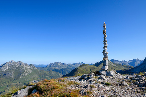Stack of rocks on top of a mountain