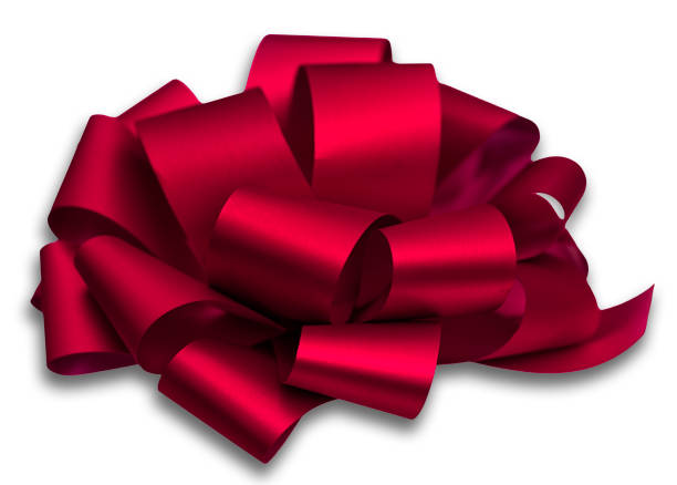 istock Red satin ribbon bow isolated on white background with shadows 1400856968