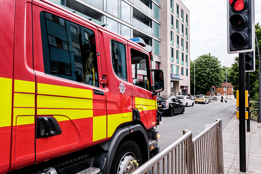 Epson Surrey, London UK, June 03 2022, Close Up Of A Fire Engine Emergency Service Vehicle