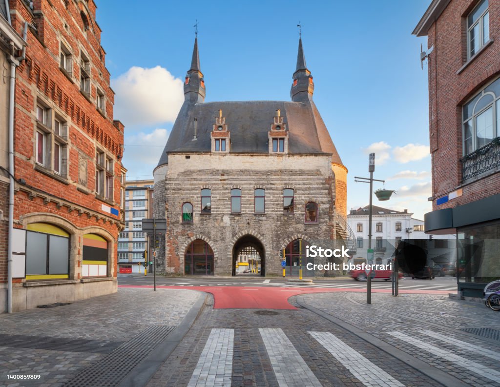 Historic Brusselpoort gate in Mechelen, Belgium Historic Brussels Gate or Brusselpoort - a part of medieval fortifications of Mechelen, Belgium Architecture Stock Photo