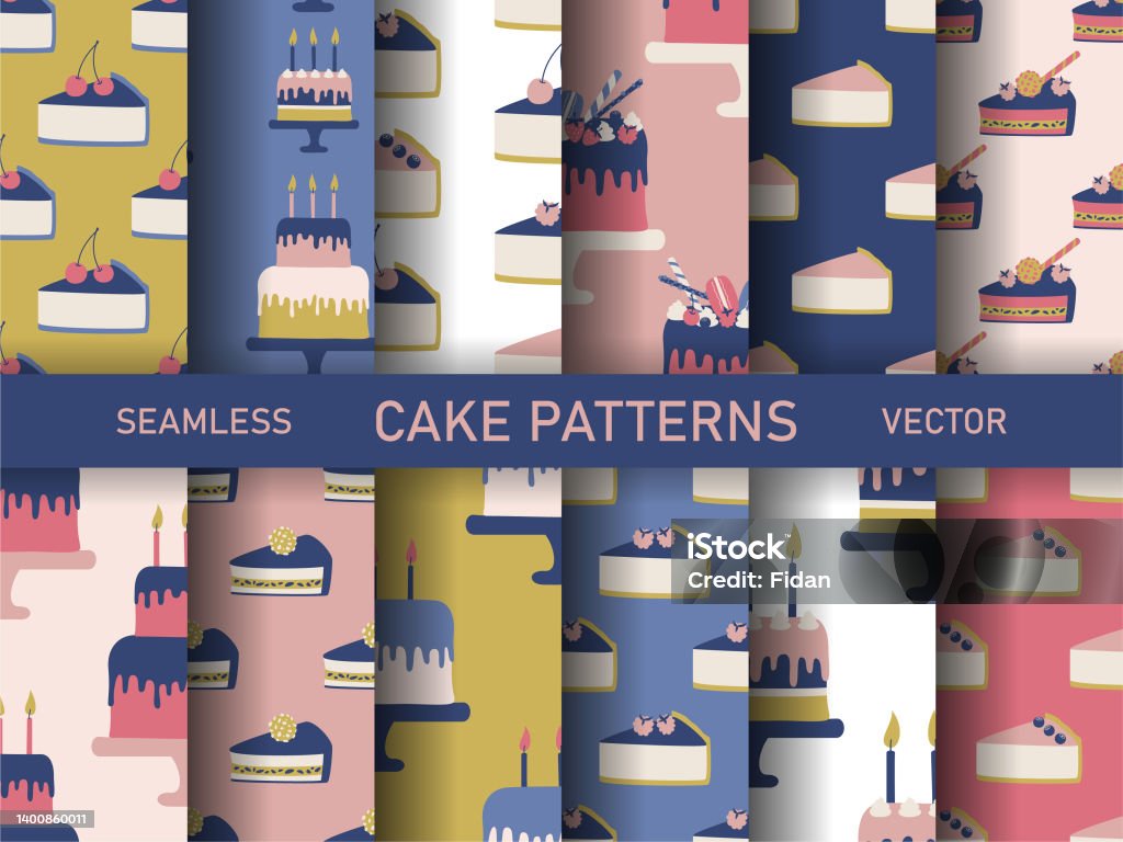 Background Css Food Repeat Set Of Seamless Vector Cake Patterns Collection Of Food Repeat ...
