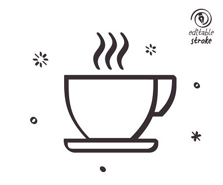Aromatic tea concept can fit various design projects. Modern and playful line vector illustration featuring the object drawn in outline style. It's also easy to change the stroke width and edit the color.