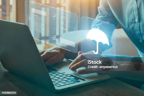 Insurance And Risk Management Concept Stock Photo - Download Image Now - Insurance, Internet, Umbrella