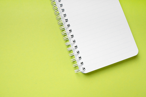 Spring Notebook Empty Mockup Empty Spring Notebook On A Fresh Green Background With Copy ...