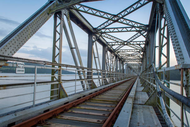 An old abandoned railway bridge during the sunset