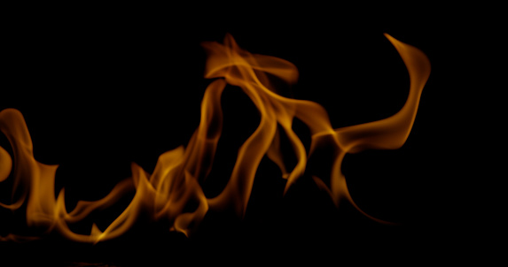 Fire flames on black background. Burning fire flame. Abstract background on the theme of fire, light and life