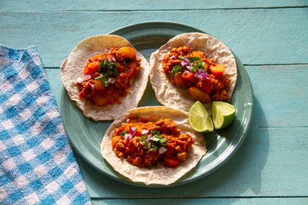 istock Ground meat tacos called picadillo. Mexican food 1400867954