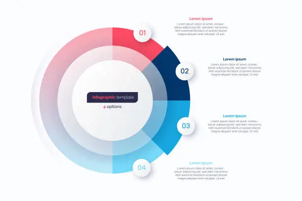 Vector illustration of Four option circle infographic design template. Vector illustration