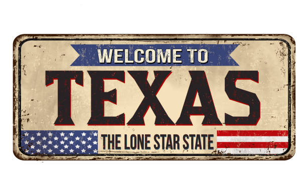 Welcome to Texas vintage rusty metal sign Welcome to Texas vintage rusty metal sign on a white background, vector illustration texas road stock illustrations