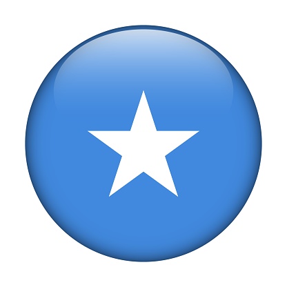 Somalia National flag. Vector icon. Glass button for web, app, ui. Glossy banner.