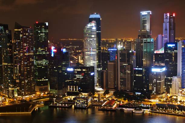 istock Night view of the Singapore skyline 1400874417