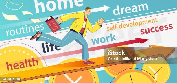 Time Management Rushing Businessman With Briefcase Running Fast Late Business Person Rushing In ...