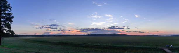 Panoramic sunset stock photo