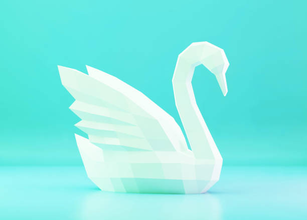 istock A low polyl Swan in polygonal style, 3d rendered 1400877811
