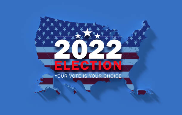 istock US 2022 Midterm Election Concept - 2022 Written Over American Physical Map Textured with American Flag 1400879514
