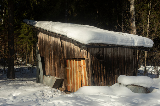 hot bath-house at crispy winter environment