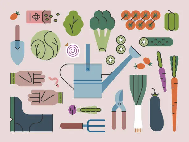 Vector illustration of Gardening & Vegetables — Brightline Series