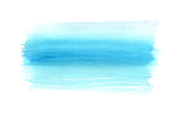 istock Hand-drawn watercolor stain on turquoise-blue tones. Gradient smooth lines, wet watercolor paper, texture of sea 1400891043