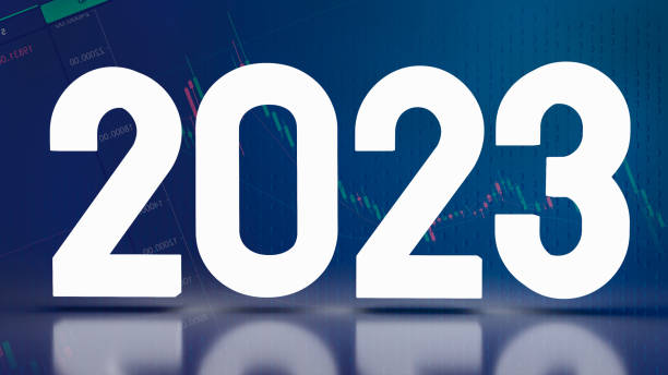 istock The 2023 white text on business background 3d rendering 1400892060