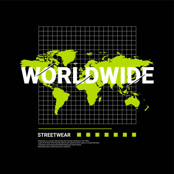 스크린 인쇄 티셔츠, 옷, 재킷 및 기타에 적합한 전세계 작문 디자인 - street style stock illustrations