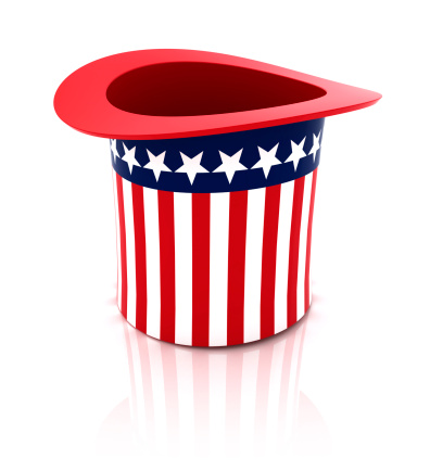 Uncle Sam top hat. Digitally generated image isolated on white background