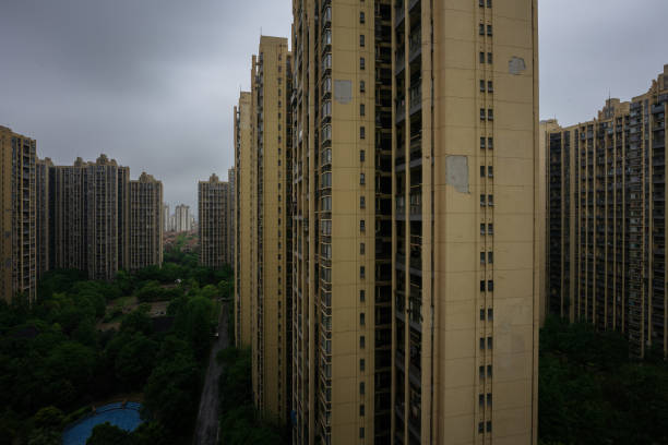 Modern residential buildings on cloudy days