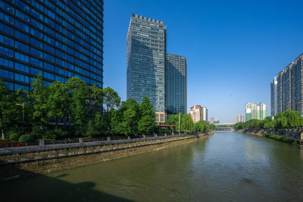 istock Chengdu riverside modern office building at dusk 1400908230