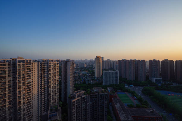 istock Modern residential building at sunset 1400909193
