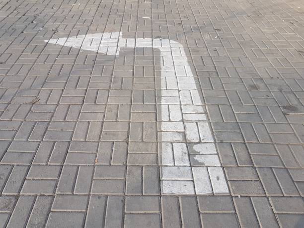 istock turn left sign on paving holland for parking directions 1400911695