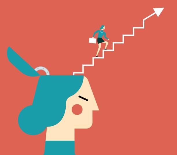 ladder of success - Businesswoman vector art illustration