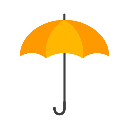 Yellow Umbrella. Vector illustration isolated on a white background.
