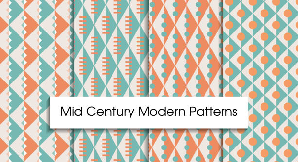 nowoczesne wzory bezszwowe z połowy wieku - wrapped in a towel illustrations stock illustrations