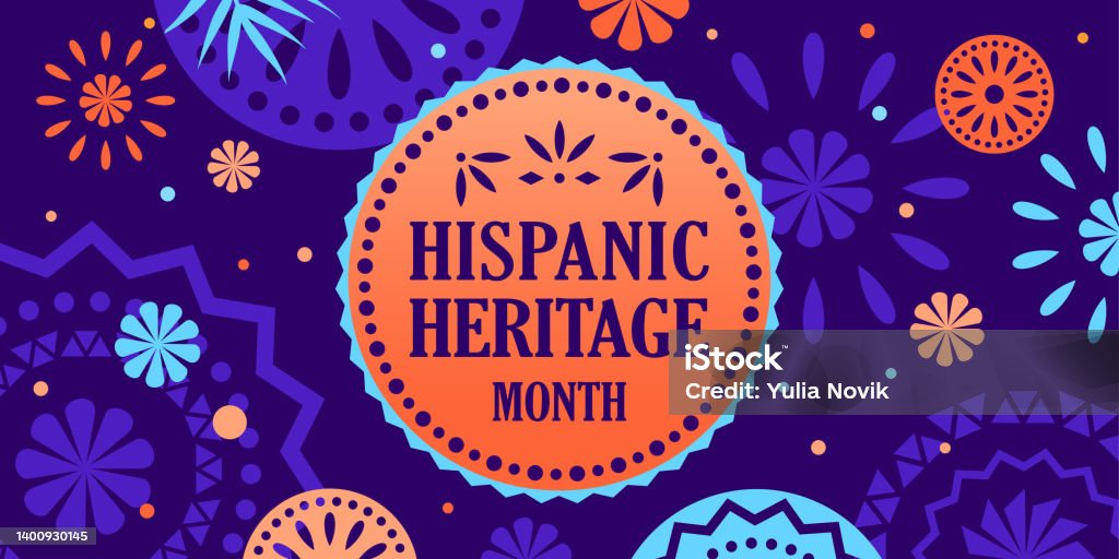 Hispanic heritage month. Vector web banner, poster, card for social media, networks. Greeting with national Hispanic heritage month text, Papel Picado pattern background Hispanic heritage month. Vector web banner, poster, card for social media, networks. Greeting with national Hispanic heritage month text, Papel Picado pattern background. National Hispanic Heritage Month stock vector