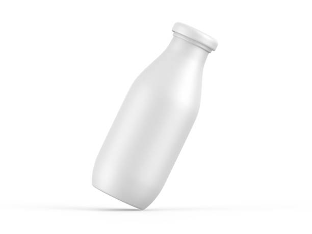 istock Plastic bottle mockup for milk, yogurt and dairy products, matte plastic bottle with screw cap for branding and mock up, 3d render illustration 1400932933