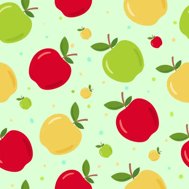 Vector illustration of fruit apple vector seamless pattern.