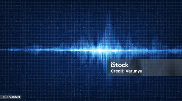 Digital Sound Wave Pattern Digital Sound Wave On Dark Blue Background Technology And Earthquake ...