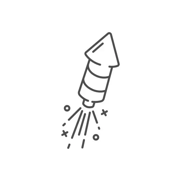 Vector illustration of Firework Rocket Line Icon.