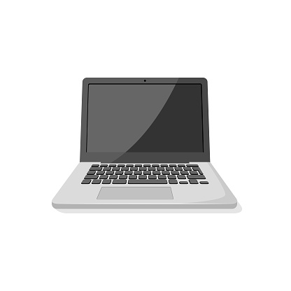Laptop Computer with Empty Screen Flat Design on White Background. Scalable to any size. Vector illustration EPS 10 file.