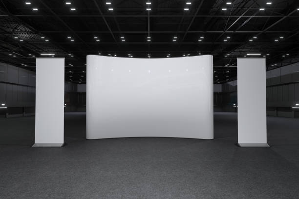 istock Exhibition stand for mockup and Corporate identity,Display design.Empty booth Design.Retail booth elements in Exhibition hall.booth Design trade show.Blank Booth system of Graphic Resources.3d Background for online Event,conference,live.3d render. 1400952898