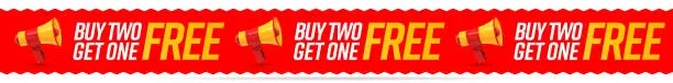 Vector illustration of Buy two get one free seamless tape sticker design