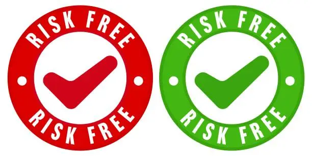 Vector illustration of Sale sticker stamp set offering risk free shopping