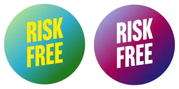 Vector illustration of Risk free round sticker in trendy gradient style