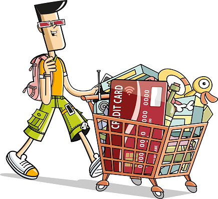 Easy editable 
shopping cart coloring vector illustration.
All elements was layered seperately...