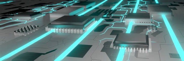 istock Ai chipset on circuit board in futuristic concept suitable for future technology,3d rendering. 1400958273