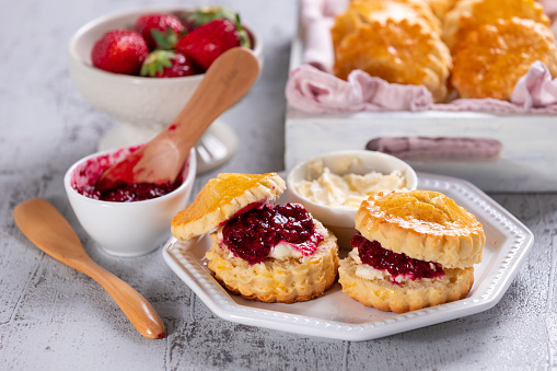 Scones with jam and cream