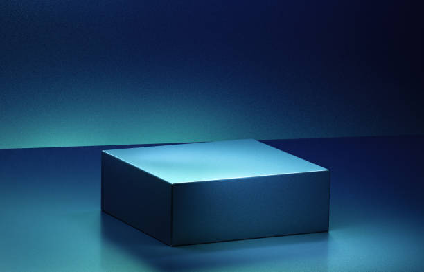 istock Empty square podium in blue colour theme. 3d computer graphic template of displaying place for your products. 1400962058