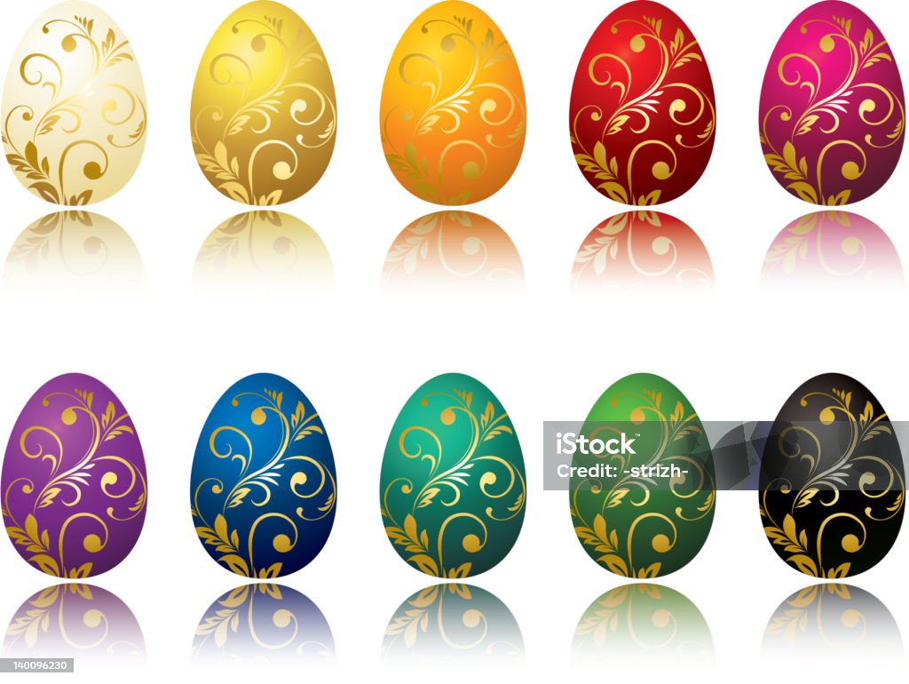 Набор цветных пасхальных яиц - Векторная графика Абстрактный роялти-фри